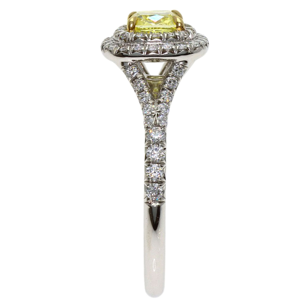TIFFANY&Co. Soleste Fancy Vivid Yellow Diamond Ring Platinum PT950 K18 White GoldLadies [Used]