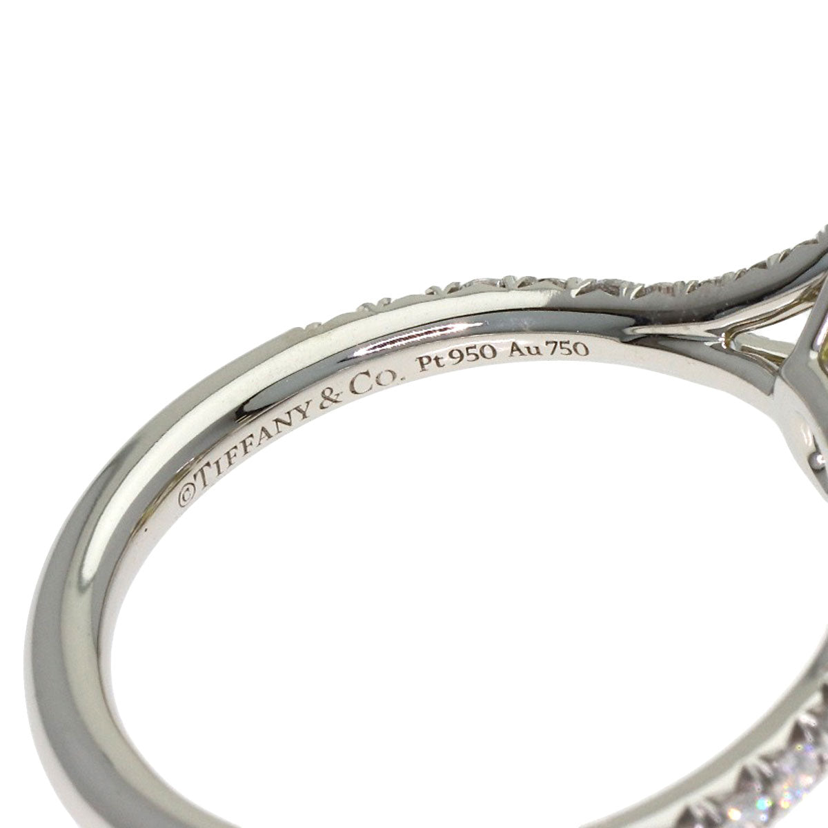 TIFFANY&Co. Soleste Fancy Vivid Yellow Diamond Ring Platinum PT950 K18 White GoldLadies [Used]