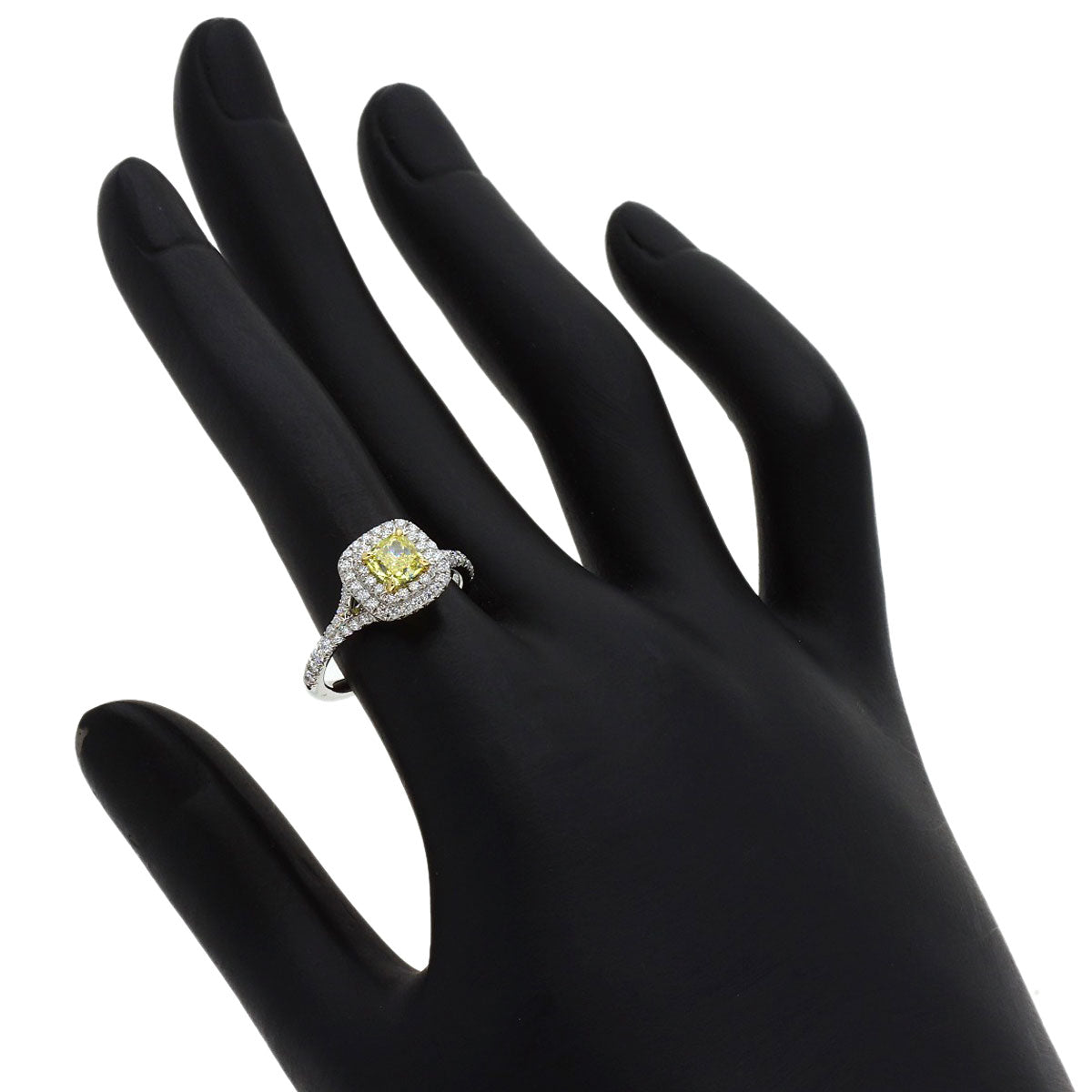 TIFFANY&Co. Soleste Fancy Vivid Yellow Diamond Ring Platinum PT950 K18 White GoldLadies [Used]