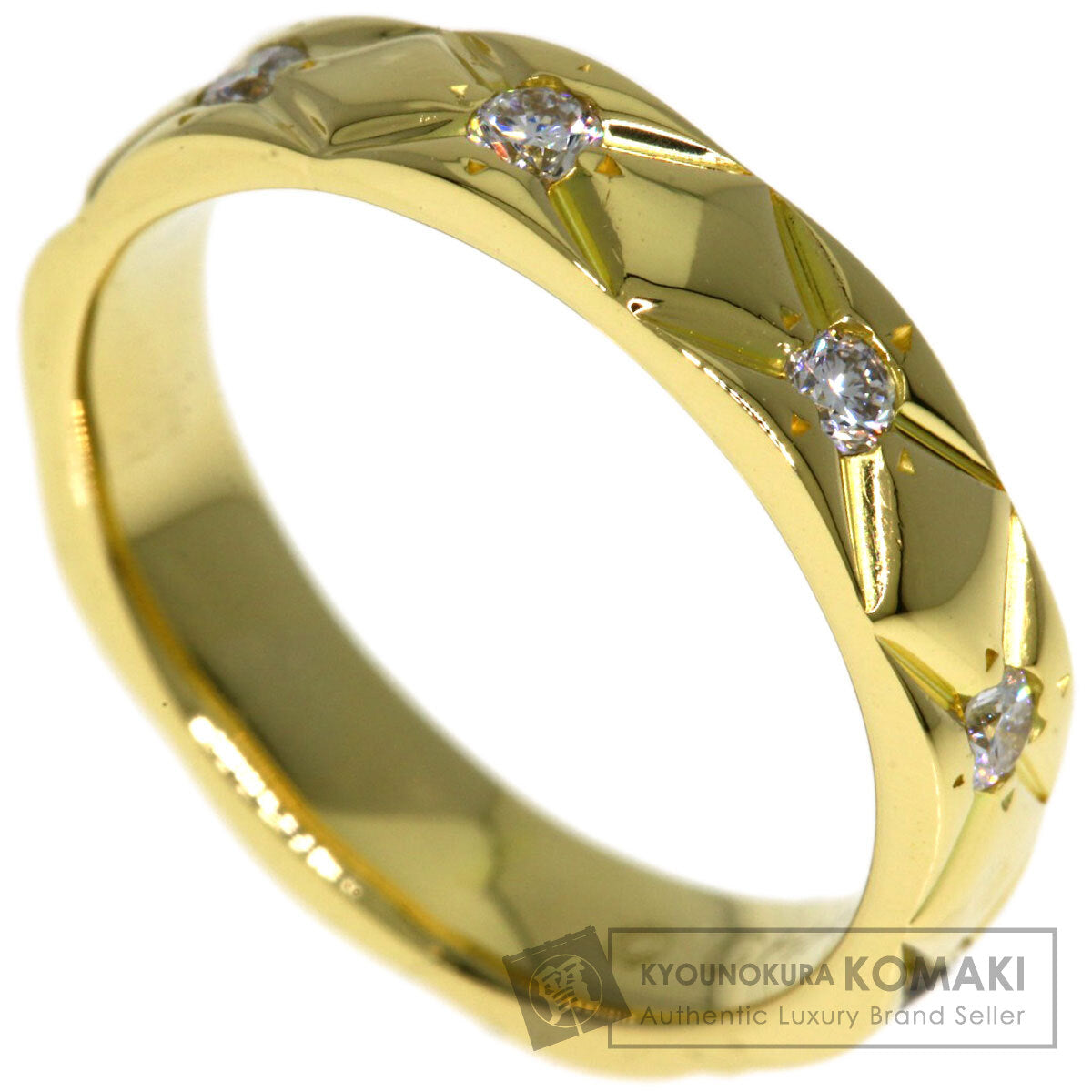 CHANEL Matelasse Half Eternity Diamond Ring Ring K18 Yellow Gold Ladies [Used]