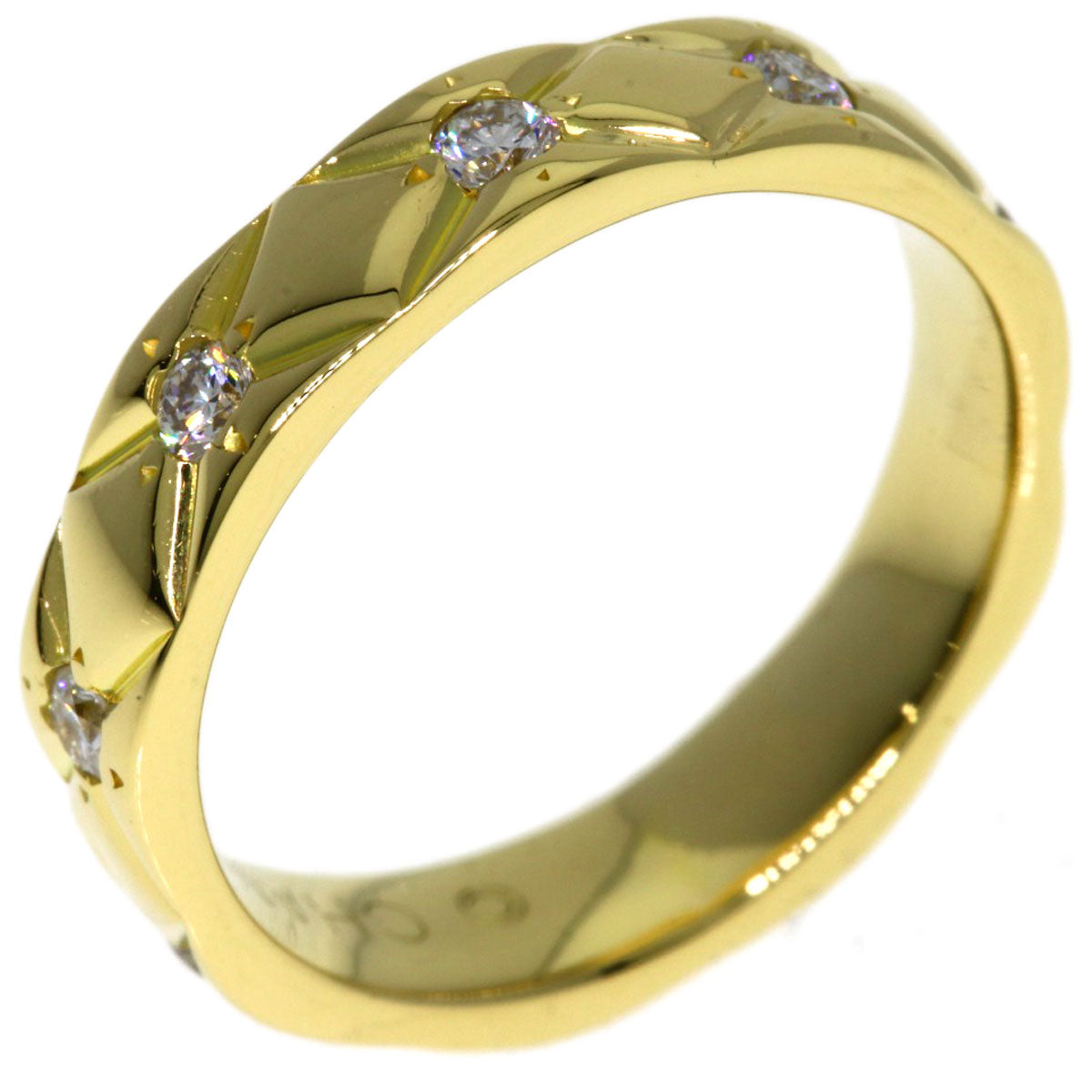 CHANEL Matelasse Half Eternity Diamond Ring Ring K18 Yellow Gold Ladies [Used]