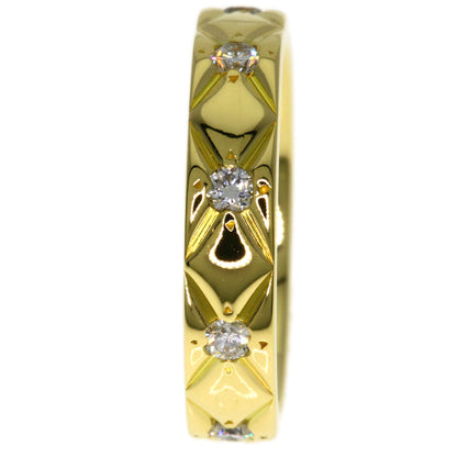 CHANEL Matelasse Half Eternity Diamond Ring Ring K18 Yellow Gold Ladies [Used]