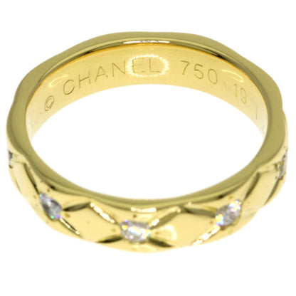 CHANEL Matelasse Half Eternity Diamond Ring Ring K18 Yellow Gold Ladies [Used]