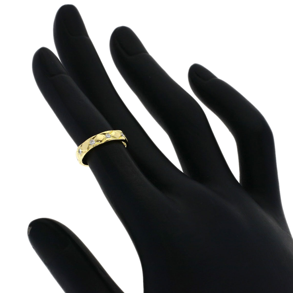 CHANEL Matelasse Half Eternity Diamond Ring Ring K18 Yellow Gold Ladies [Used]