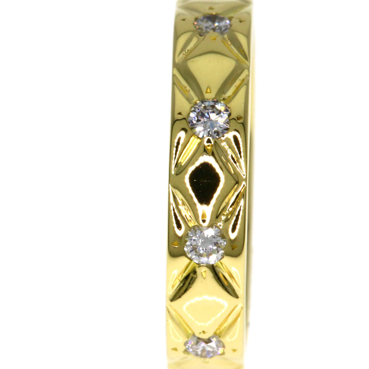 CHANEL Matelasse Half Eternity Diamond Ring Ring K18 Yellow Gold Ladies [Used]