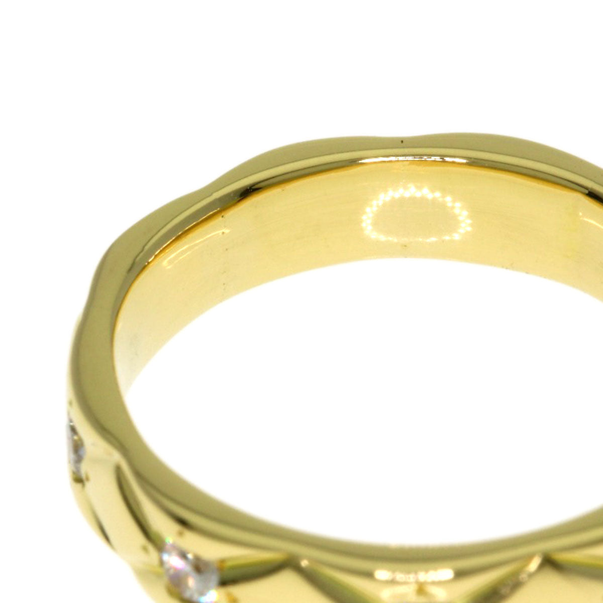 CHANEL Matelasse Half Eternity Diamond Ring Ring K18 Yellow Gold Ladies [Used]