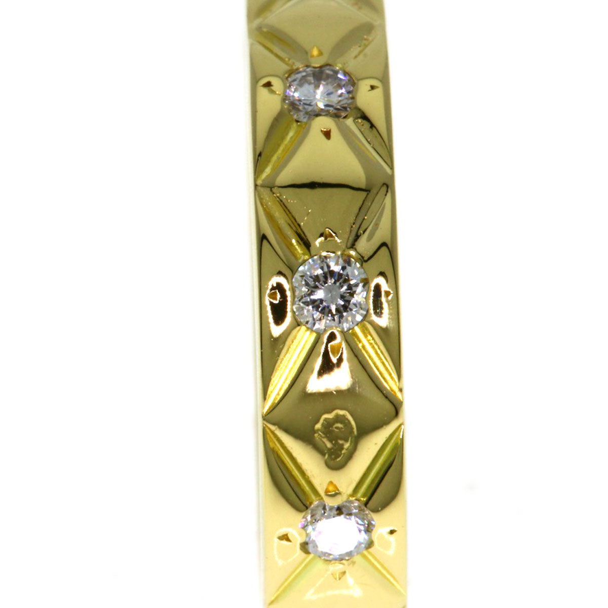 CHANEL Matelasse Half Eternity Diamond Ring Ring K18 Yellow Gold Ladies [Used]