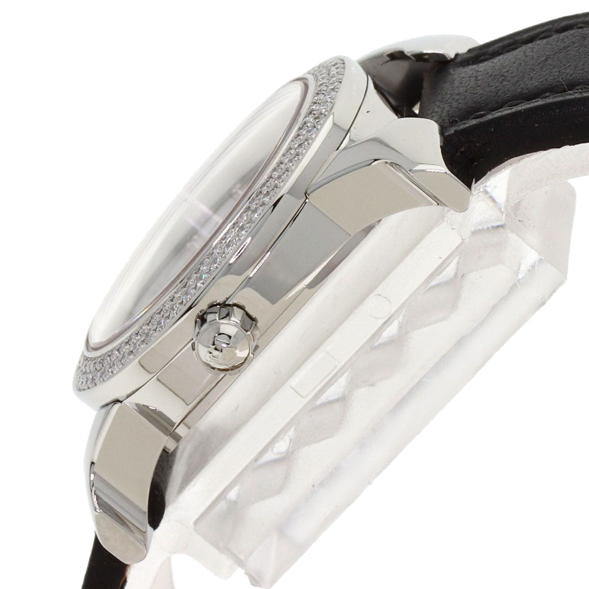 HERMES H Watch Ronde Bezel Diamond Watches HR1.230 Stainless Steel/Leather Ladies