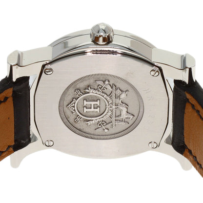 HERMES H Watch Ronde Bezel Diamond Watches HR1.230 Stainless Steel/Leather Ladies