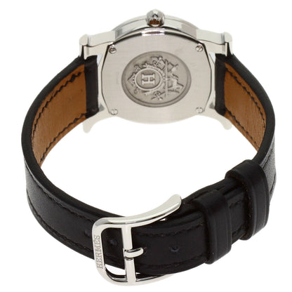 HERMES H Watch Ronde Bezel Diamond Watches HR1.230 Stainless Steel/Leather Ladies