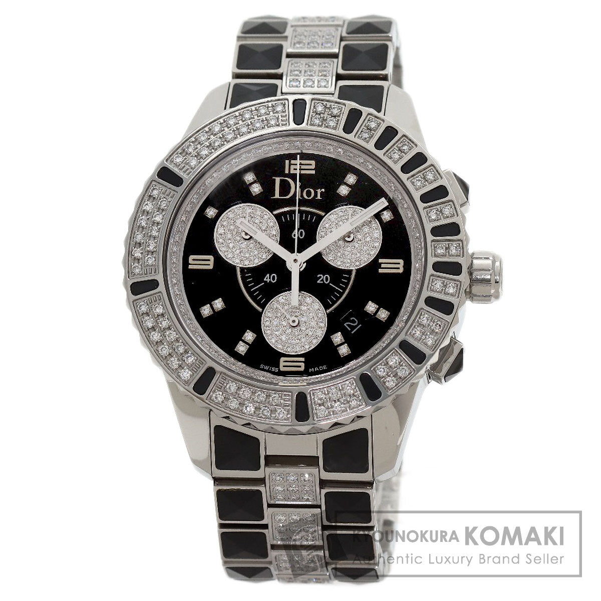 CHRISTIAN DIOR Crystal Chronograph Diamond Watches CD11431D Stainless Steel/Stainless Steel mens