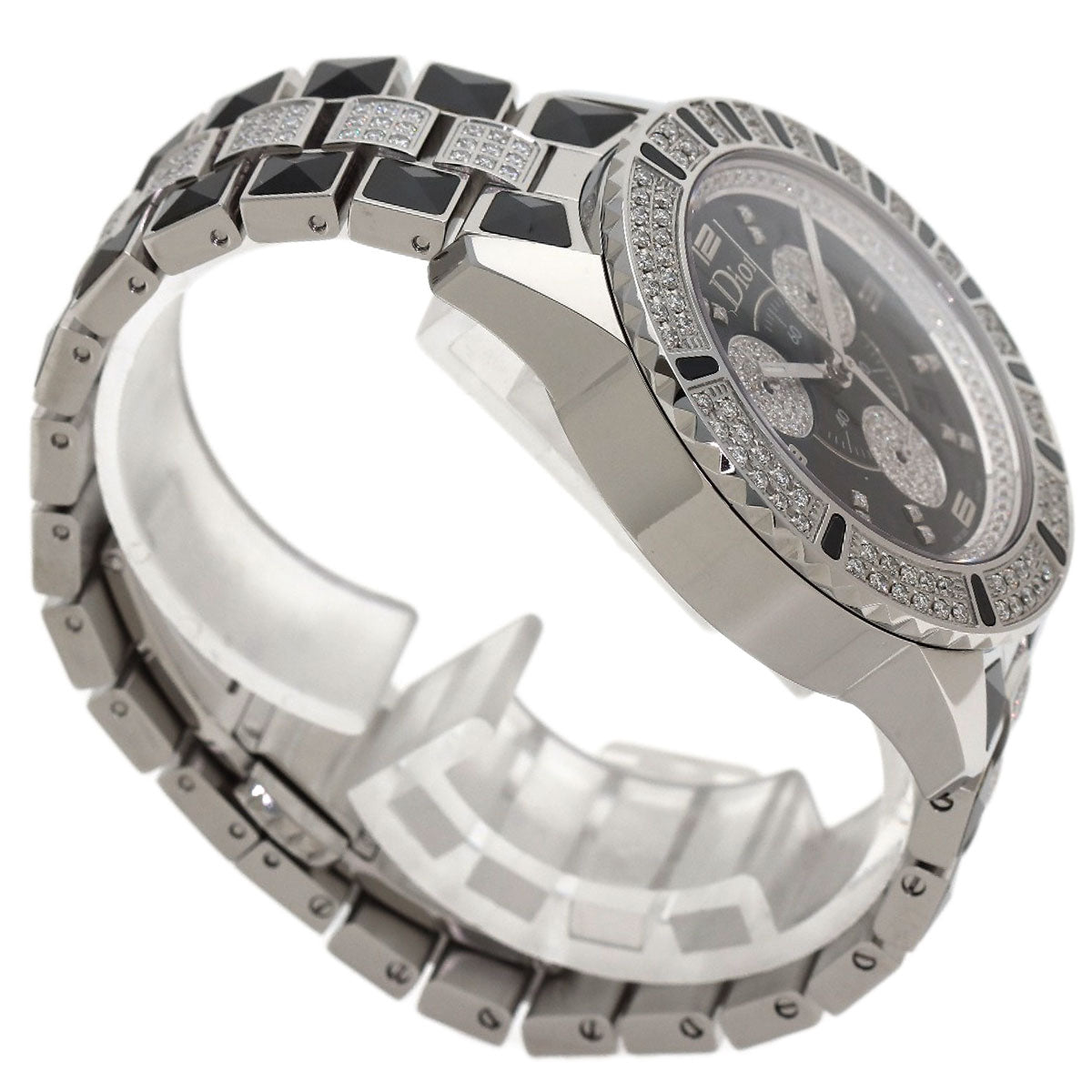 CHRISTIAN DIOR Crystal Chronograph Diamond Watches CD11431D Stainless Steel/Stainless Steel mens
