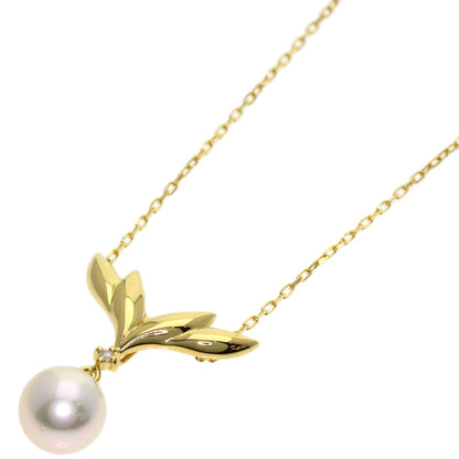 MIKIMOTO Pearl Pearl Diamond Necklace K18 Yellow Gold Ladies [Used]