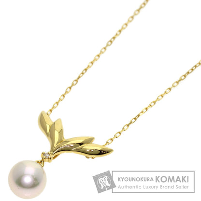 MIKIMOTO Pearl Pearl Diamond Necklace K18 Yellow Gold Ladies [Used]