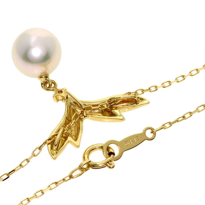 MIKIMOTO Pearl Pearl Diamond Necklace K18 Yellow Gold Ladies [Used]