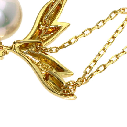 MIKIMOTO Pearl Pearl Diamond Necklace K18 Yellow Gold Ladies [Used]