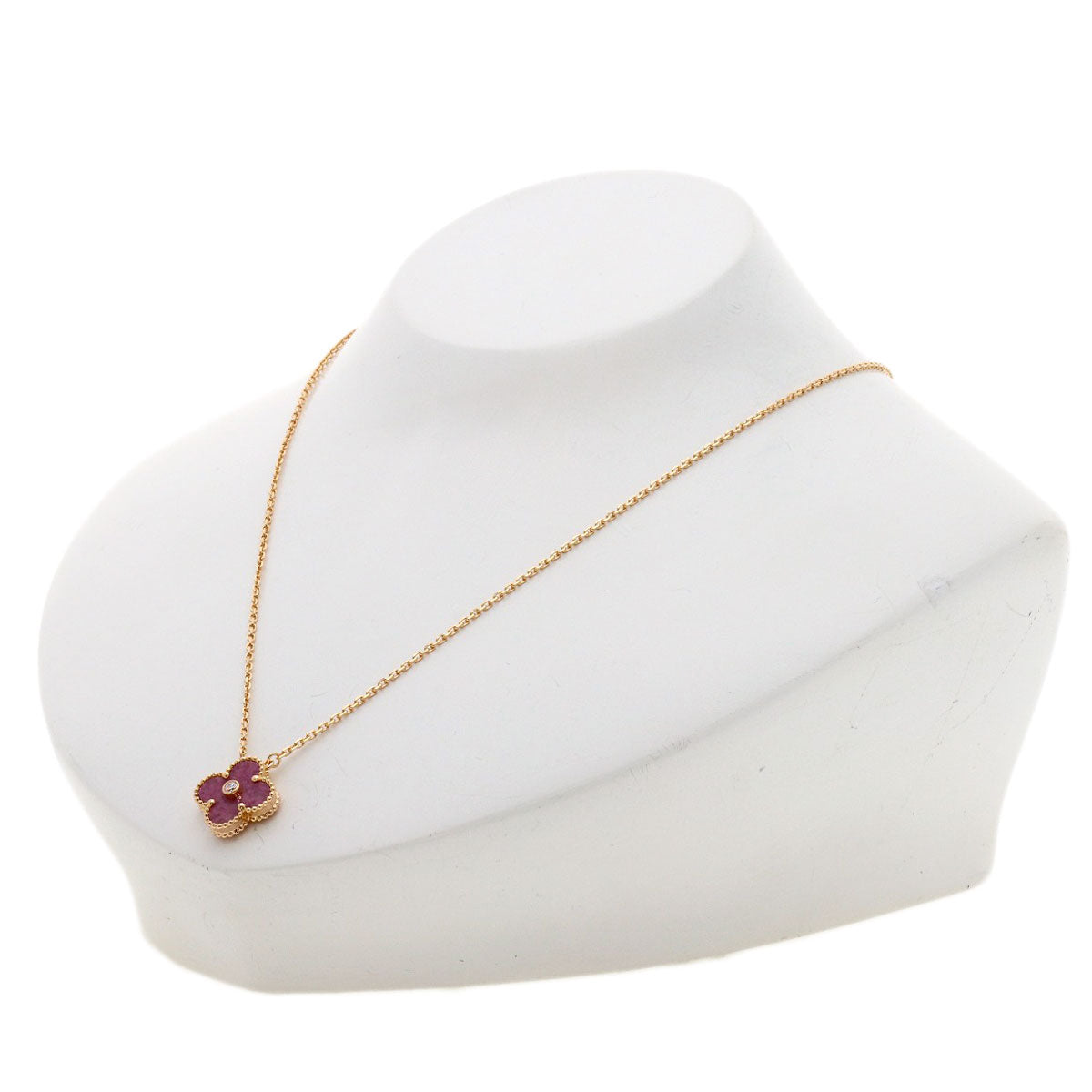 Van Cleef & Arpels Vintage Alhambra 2021 Holiday Limited Edition Rhodonite Diamond Necklace K18 Pink Gold Ladies [Used]