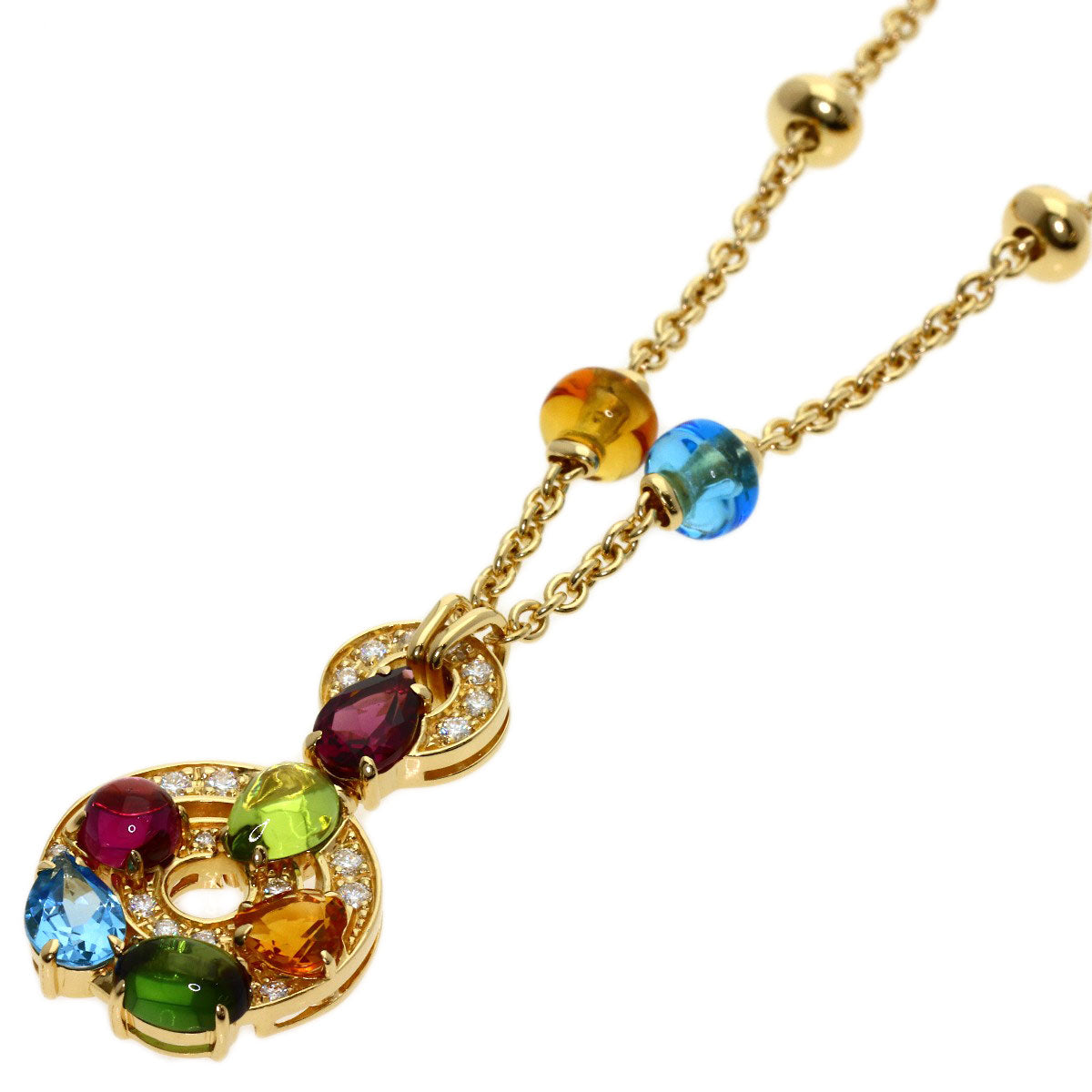 BVLGARI Astrale Cerchi Multistone Diamond Necklace K18 Yellow Gold Ladies [Used]
