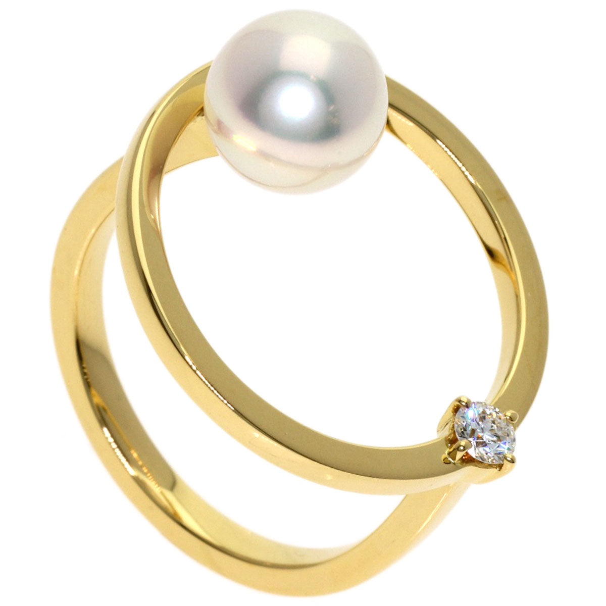 TASAKI Kinetic Diamond Pearl Pearl Ring K18 Yellow Gold Ladies [Used]