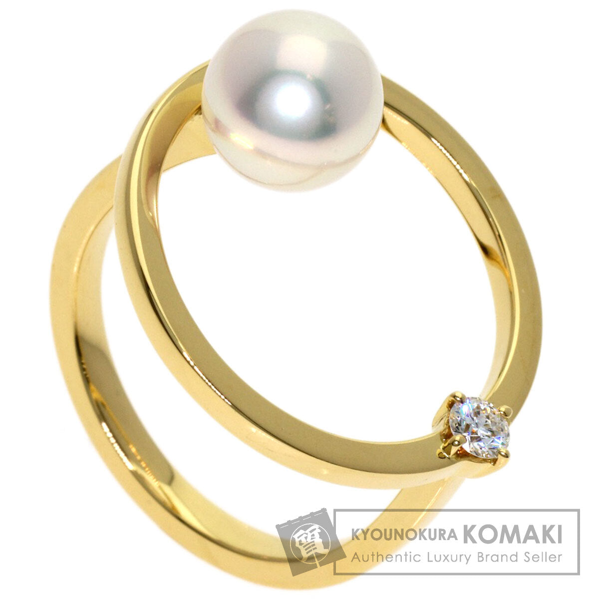 TASAKI Kinetic Diamond Pearl Pearl Ring K18 Yellow Gold Ladies [Used]