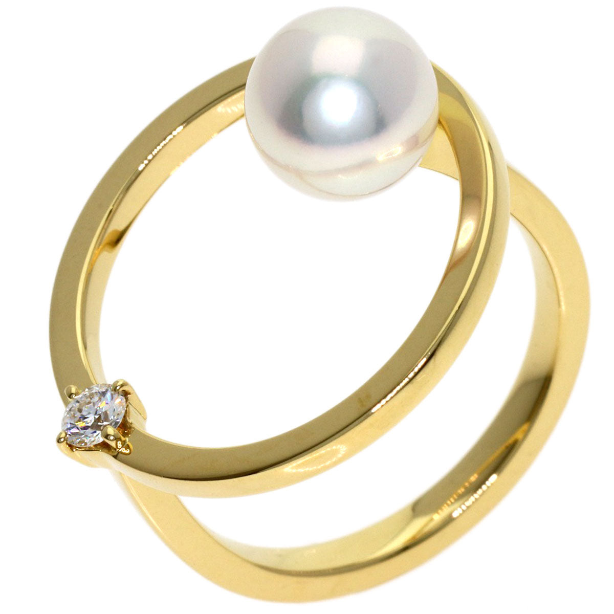 TASAKI Kinetic Diamond Pearl Pearl Ring K18 Yellow Gold Ladies [Used]