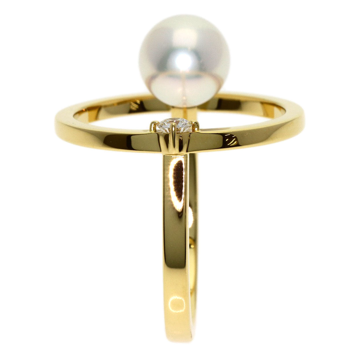 TASAKI Kinetic Diamond Pearl Pearl Ring K18 Yellow Gold Ladies [Used]