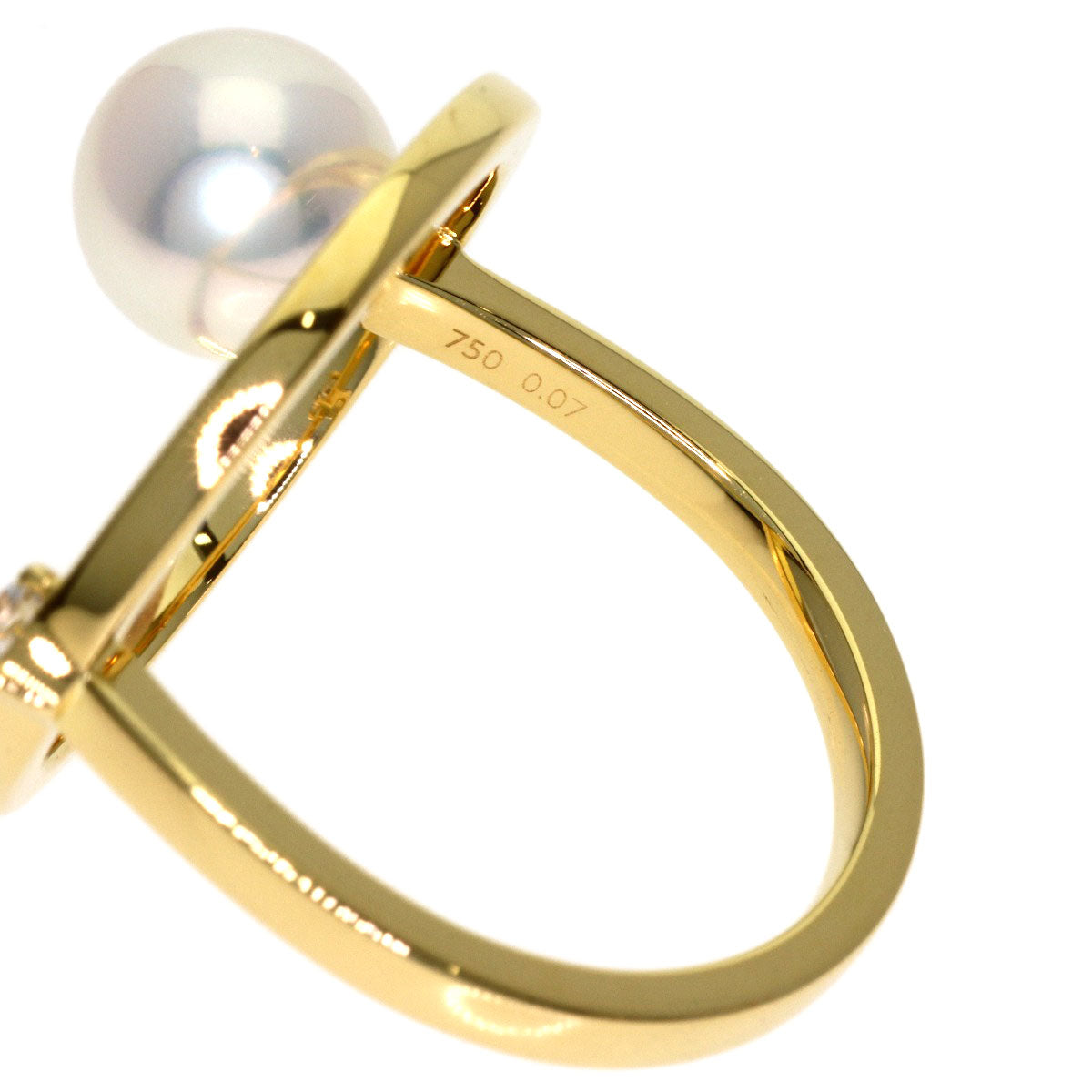 TASAKI Kinetic Diamond Pearl Pearl Ring K18 Yellow Gold Ladies [Used]