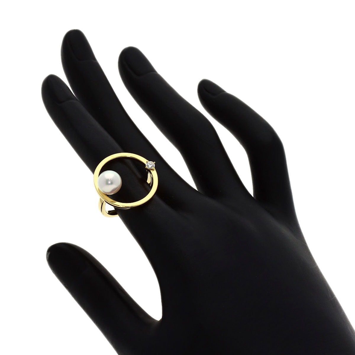 TASAKI Kinetic Diamond Pearl Pearl Ring K18 Yellow Gold Ladies [Used]