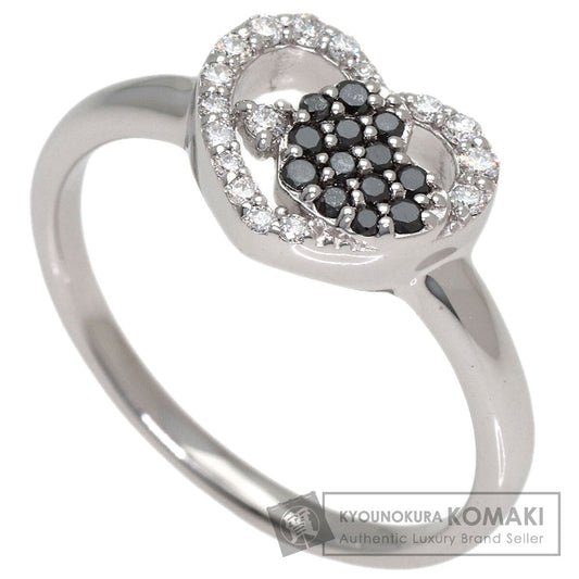 Ponte Vecchio Heart Diamond Black Diamond Ring K18 White Gold Ladies [Used]