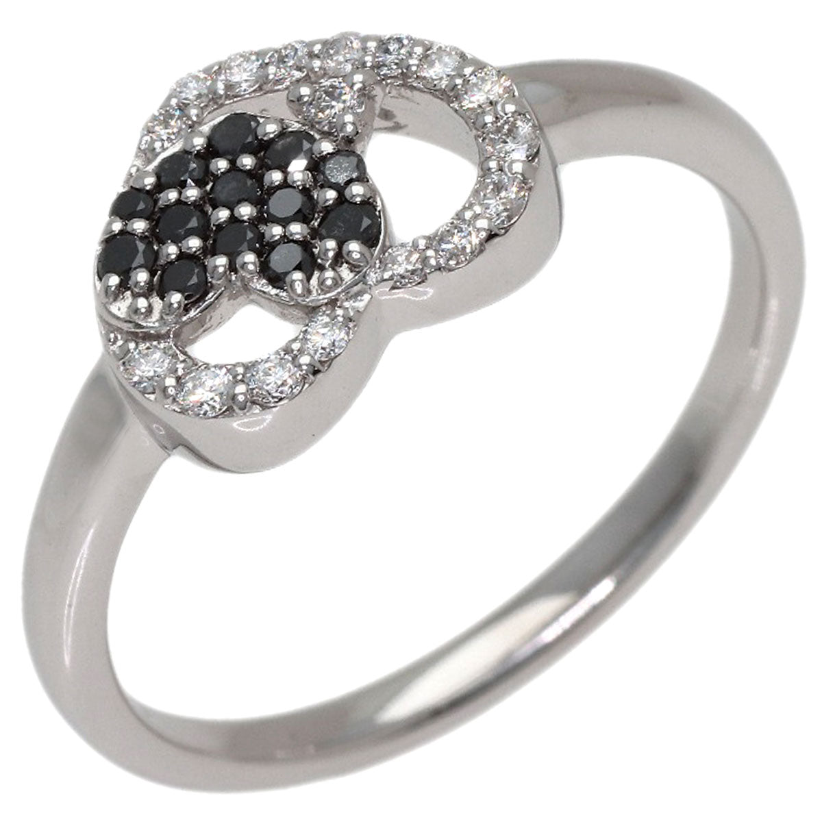 Ponte Vecchio Heart Diamond Black Diamond Ring K18 White Gold Ladies [Used]