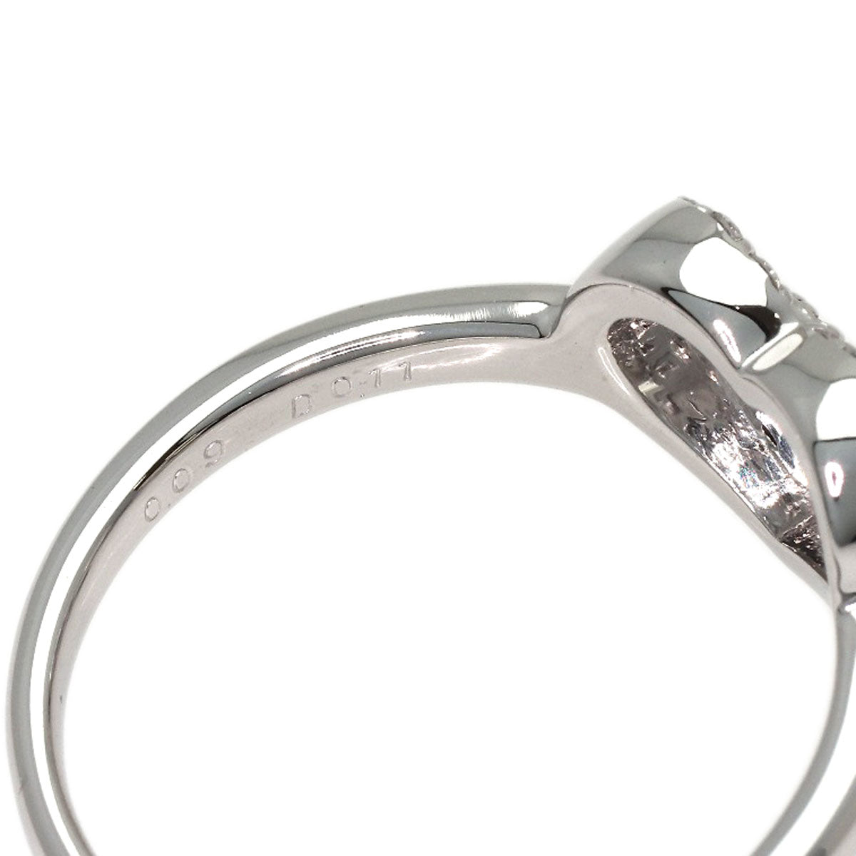 Ponte Vecchio Heart Diamond Black Diamond Ring K18 White Gold Ladies [Used]