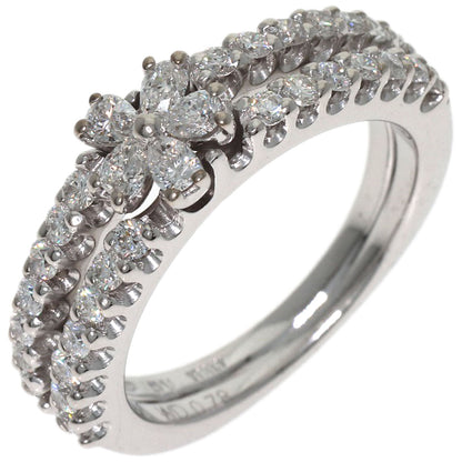Ponte Vecchio Flower motif Diamond Ring K18 White Gold Ladies [Used]