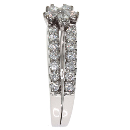 Ponte Vecchio Flower motif Diamond Ring K18 White Gold Ladies [Used]