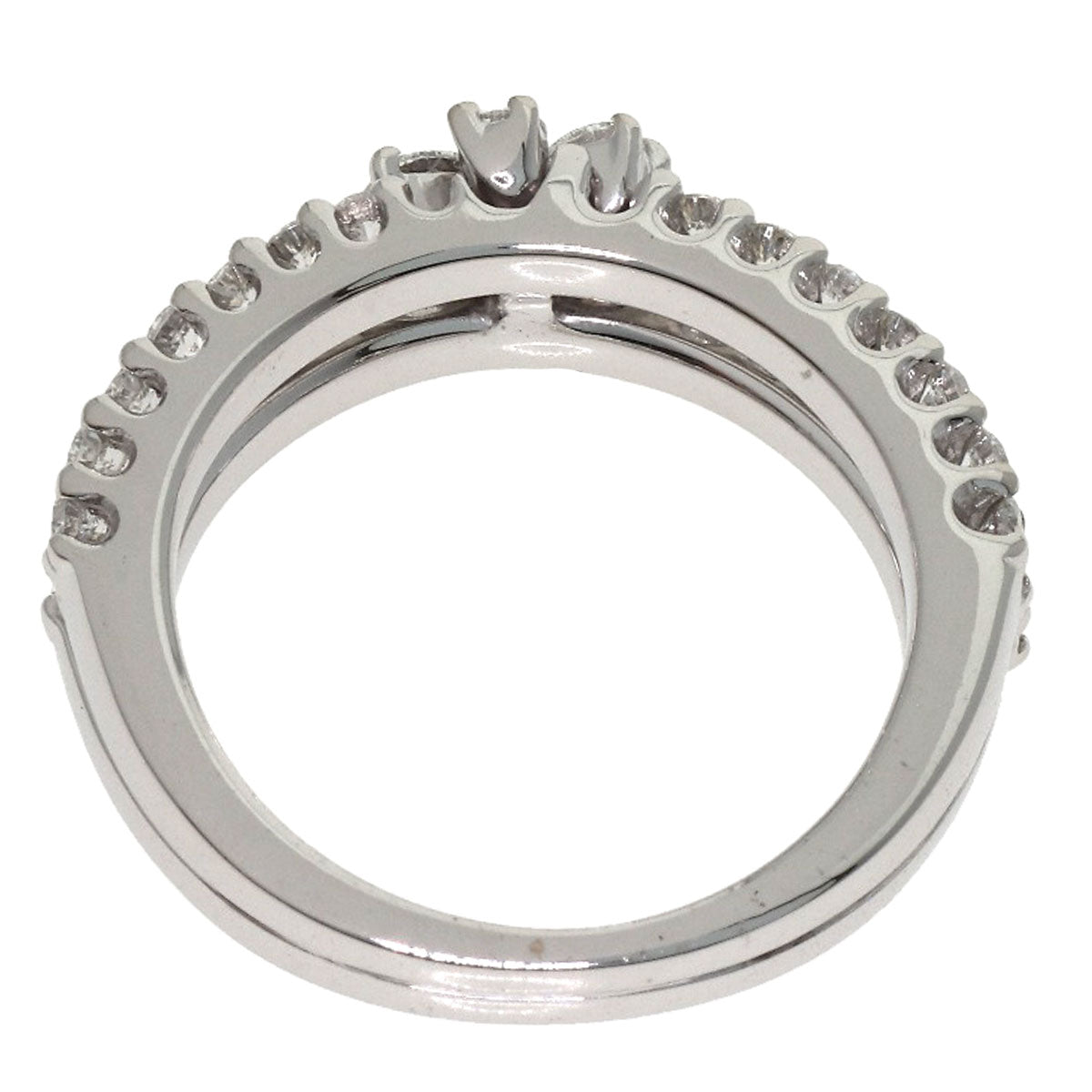 Ponte Vecchio Flower motif Diamond Ring K18 White Gold Ladies [Used]
