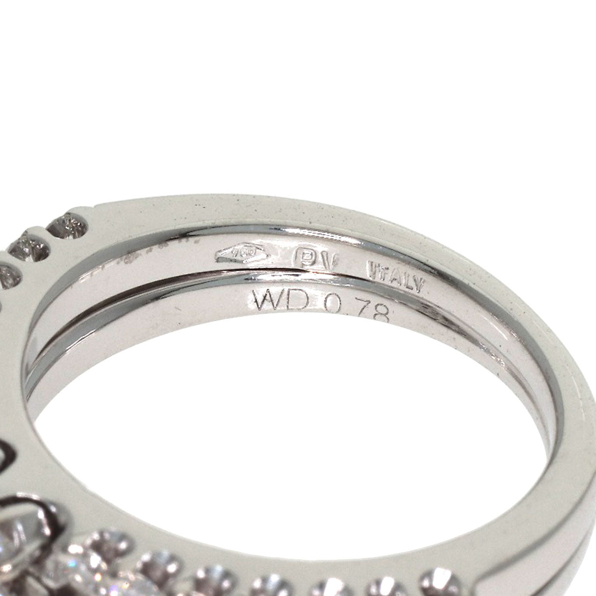 Ponte Vecchio Flower motif Diamond Ring K18 White Gold Ladies [Used]