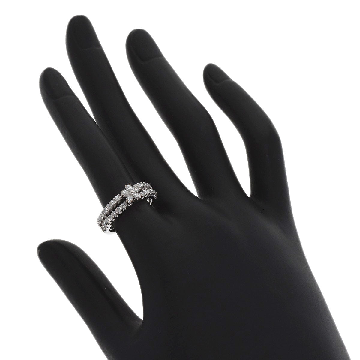 Ponte Vecchio Flower motif Diamond Ring K18 White Gold Ladies [Used]