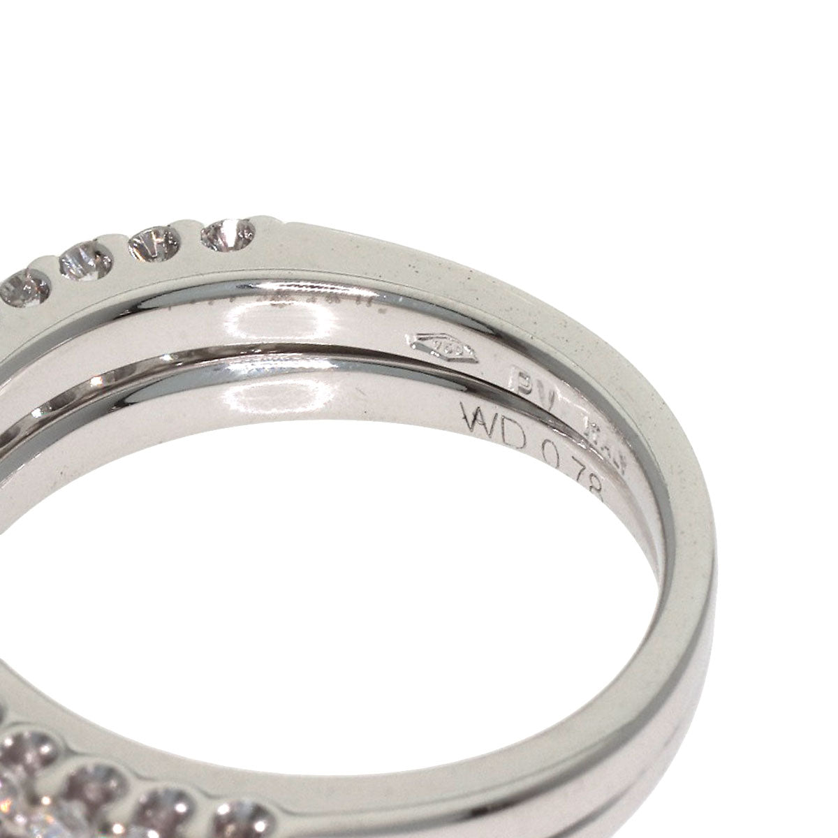 Ponte Vecchio Flower motif Diamond Ring K18 White Gold Ladies [Used]