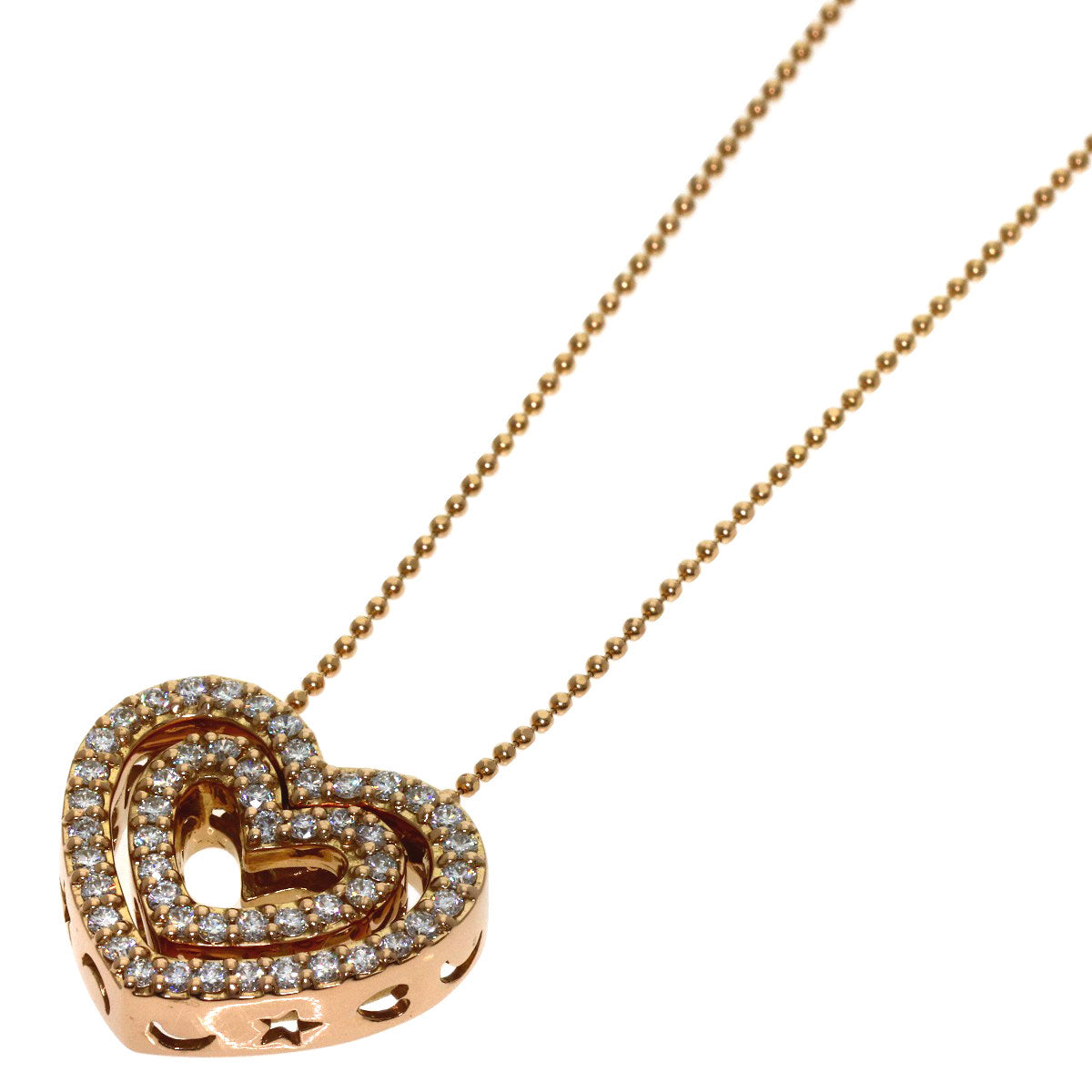 Ponte Vecchio Heart Diamond Necklace K18 Pink Gold Ladies [Used]
