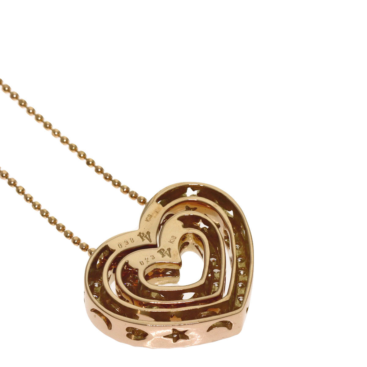 Ponte Vecchio Heart Diamond Necklace K18 Pink Gold Ladies [Used]