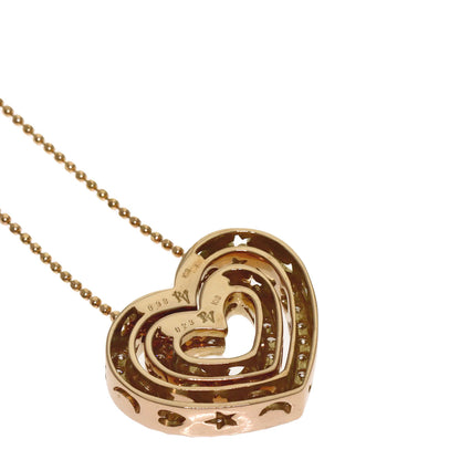 Ponte Vecchio Heart Diamond Necklace K18 Pink Gold Ladies [Used]