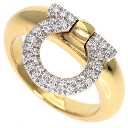 Salvatore Ferragamo Gancini Pavé Diamonds Ring K18 Yellow Gold Ladies [Used]