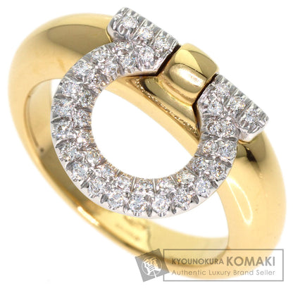Salvatore Ferragamo Gancini Pavé Diamonds Ring K18 Yellow Gold Ladies [Used]