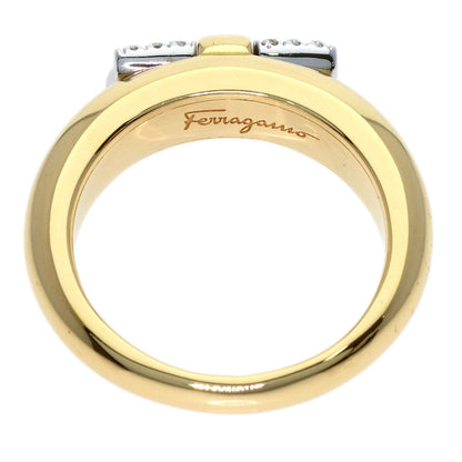 Salvatore Ferragamo Gancini Pavé Diamonds Ring K18 Yellow Gold Ladies [Used]