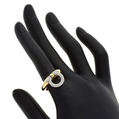 Salvatore Ferragamo Gancini Pavé Diamonds Ring K18 Yellow Gold Ladies [Used]