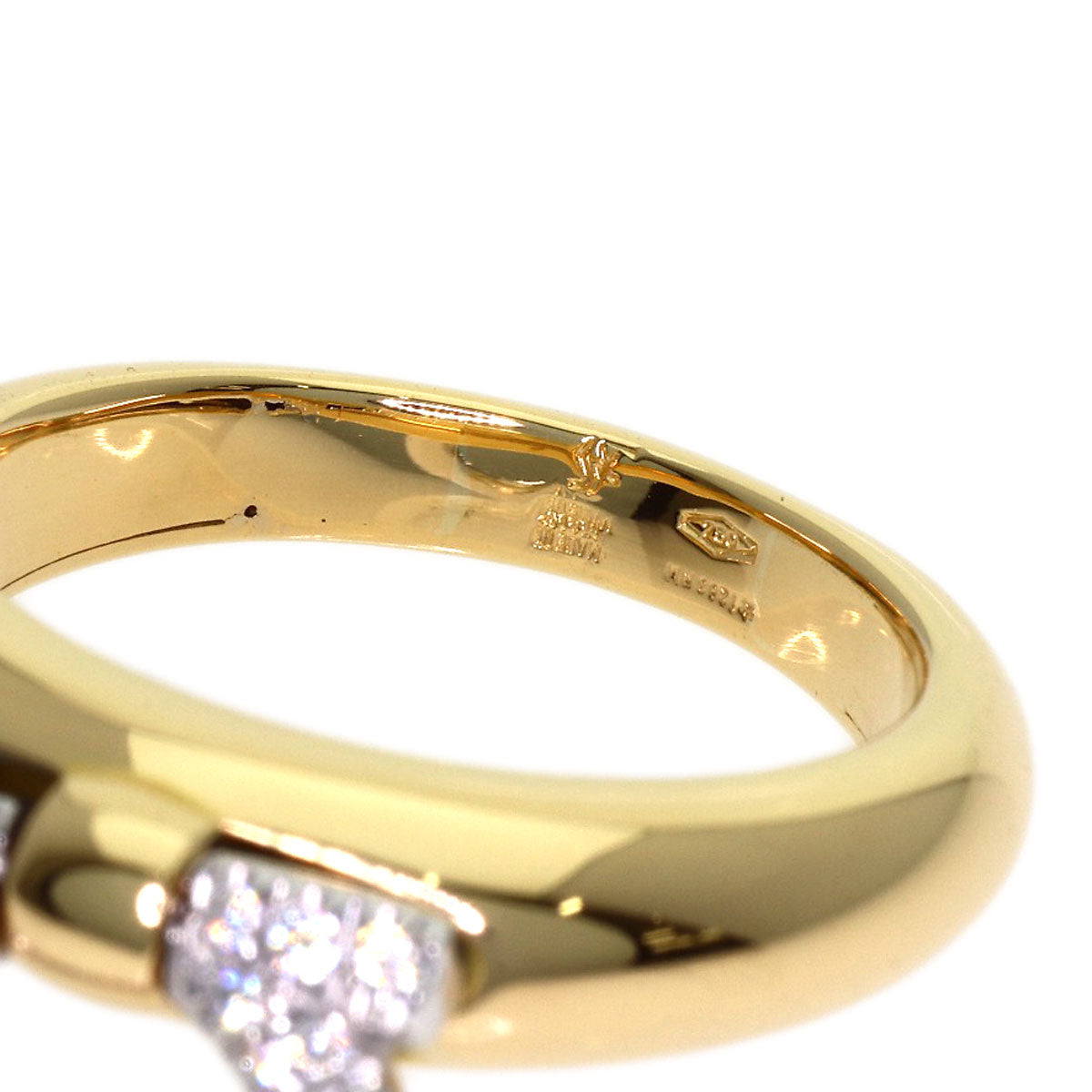 Salvatore Ferragamo Gancini Pavé Diamonds Ring K18 Yellow Gold Ladies [Used]