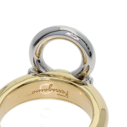 Salvatore Ferragamo Gancini Pavé Diamonds Ring K18 Yellow Gold Ladies [Used]