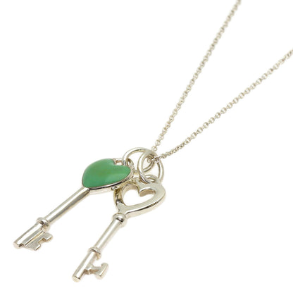 TIFFANY&Co. Double Heart Key Enamel Necklace Silver Ladies [Used]