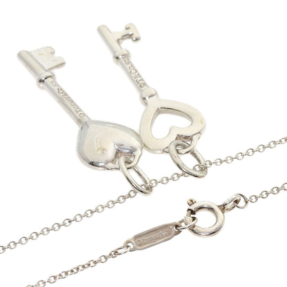 TIFFANY&Co. Double Heart Key Enamel Necklace Silver Ladies [Used]