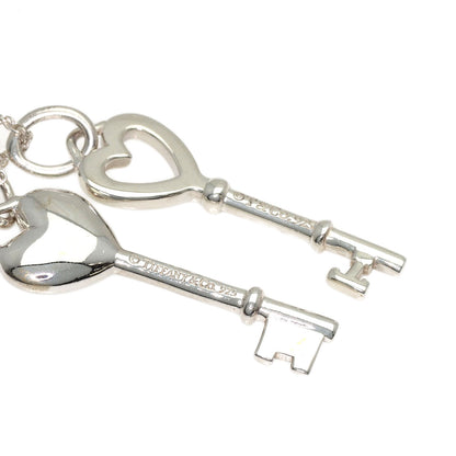 TIFFANY&Co. Double Heart Key Enamel Necklace Silver Ladies [Used]