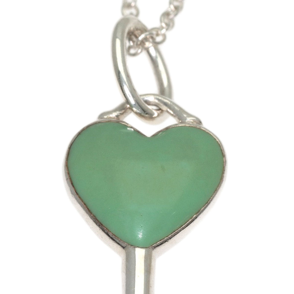 TIFFANY&Co. Double Heart Key Enamel Necklace Silver Ladies [Used]